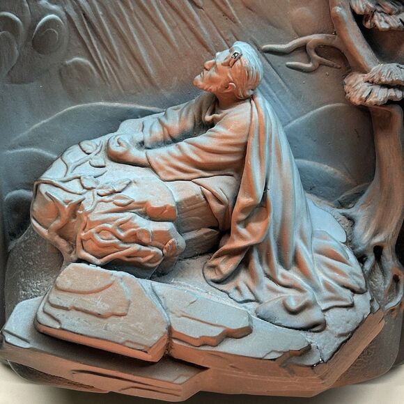 VGC 1965 - Chalkware "Victor Gethsemane" Creative Arts 3D wall Plaque Of Jesus - Picture 2 of 7